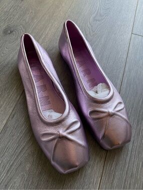Marni Little Bow Metallic Ballet Flats